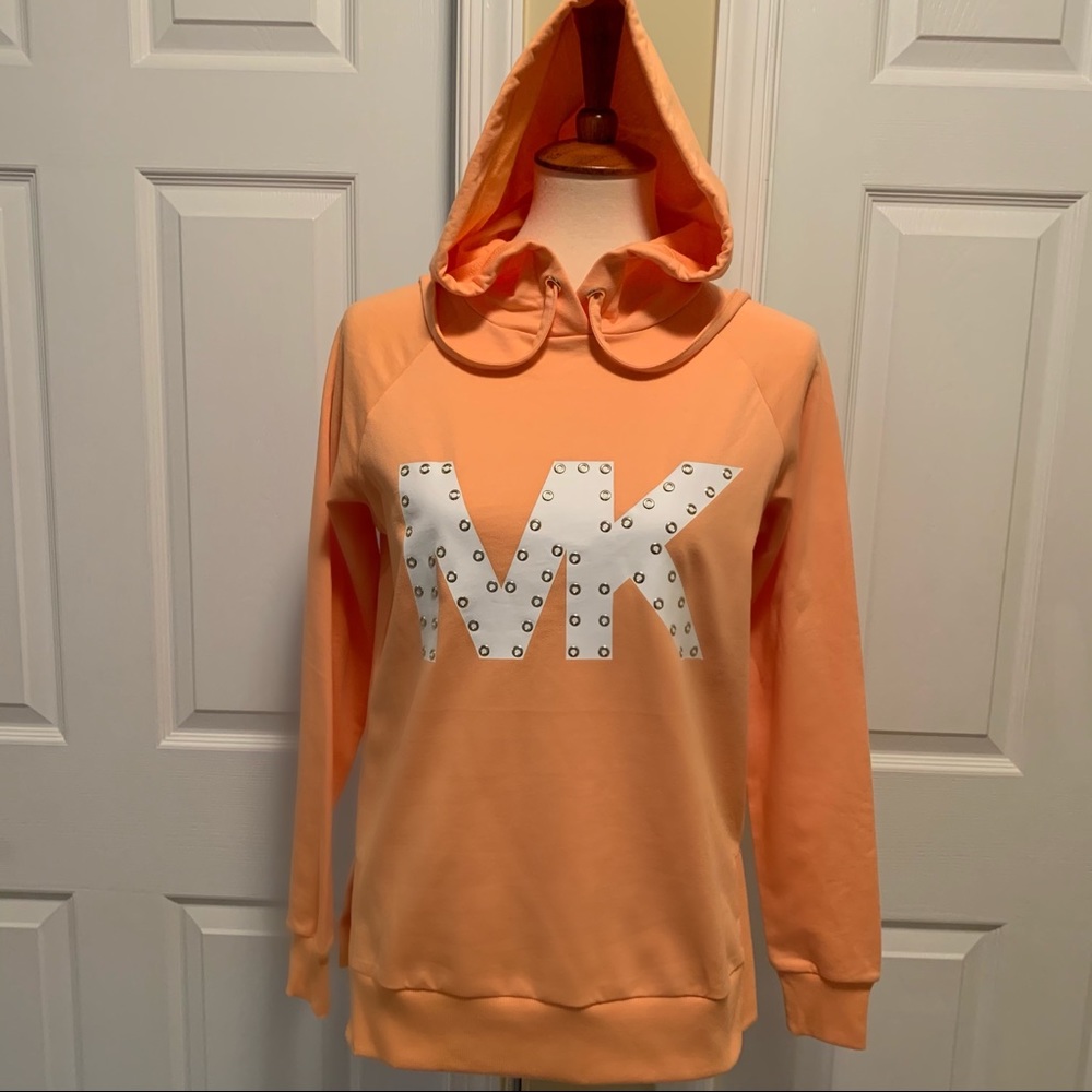 Michael Kors Melon Color Grommet Logo Hoodie, XS 🆕